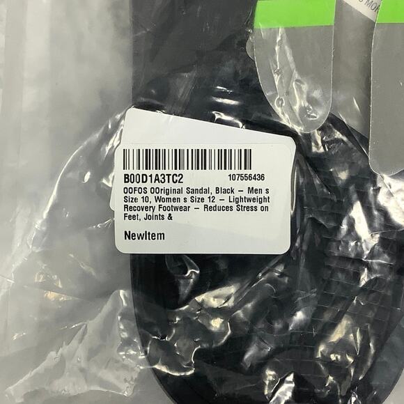Oofos Mens 10 Womens 12 Black Oolala Flip Flop Thong Recovery Sandals P1-105 - Picture 9 of 9
